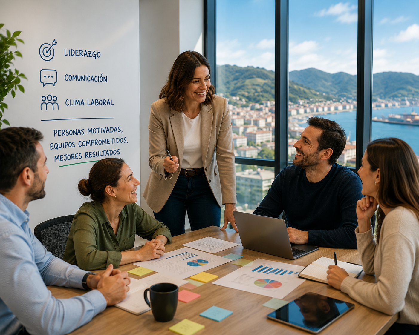 Grupo de personas en reunión en oficina moderna