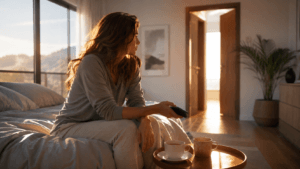 Mujer reflexionando sobre una relación que le hace sufrir, dependencia emocional y miedo a quedarse sola.