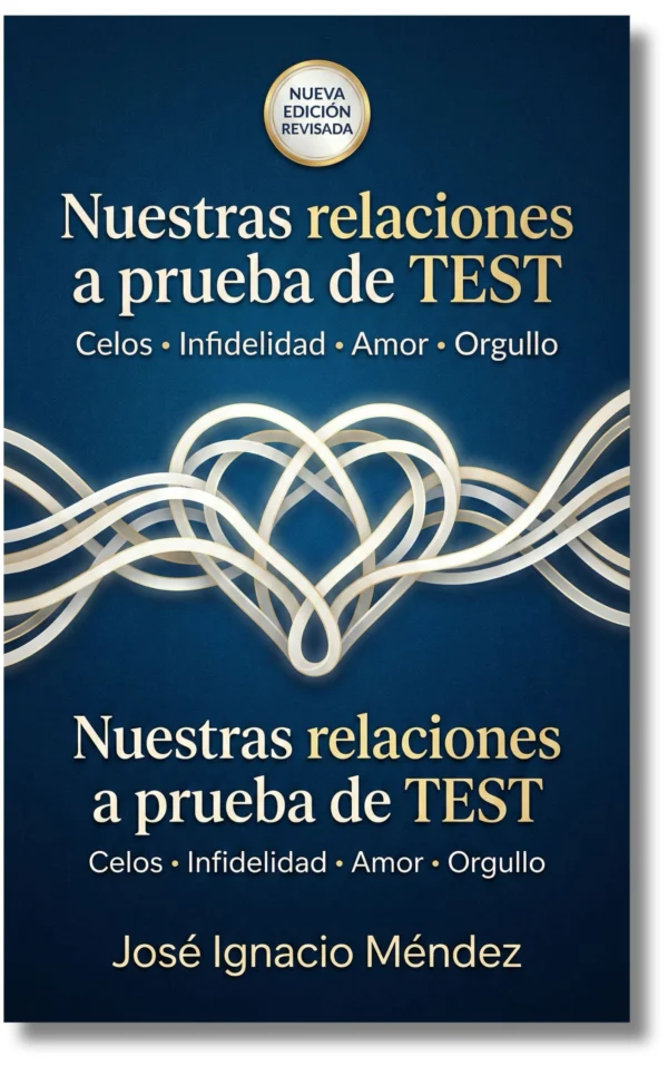Portada de libro sobre relaciones con líneas entrelazadas en forma de corazón.