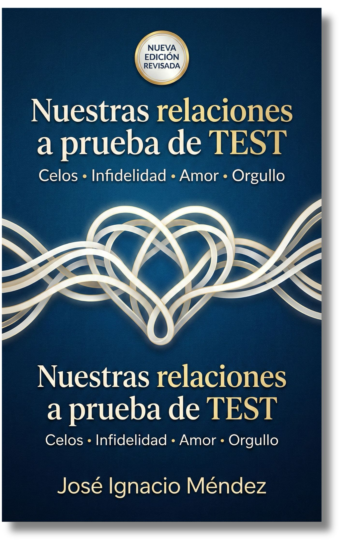 Portada de libro sobre relaciones con líneas entrelazadas en forma de corazón.