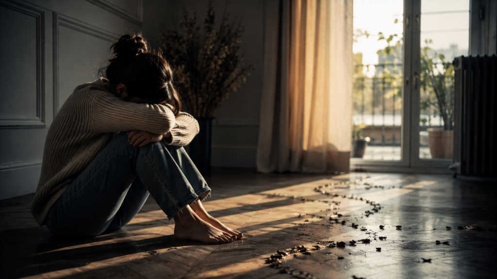 Persona estableciendo límites frente a una relación tóxica para superar la dependencia emocional y recuperar su autoestima.